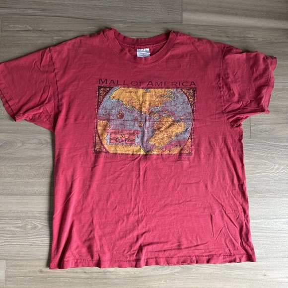Vintage Mall‎ Of America T-Shirt Minnesota USA Hanes Beefy T 1993 Map Graphic XL - Picture 1 of 15